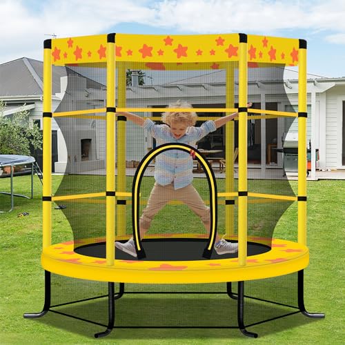 65" Trampoline Fitness Mini Toddler Trampoline Indoor and Outdoor Mini Trampoline with Safety Net/Spring Mat/Pit Ball for Toddlers Maximum Load 220 lbs (Pink)