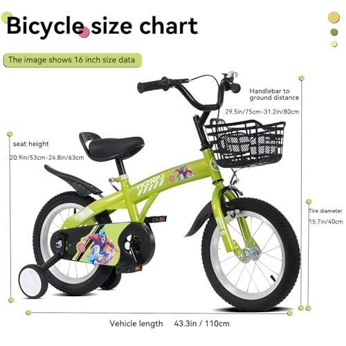 Majnesvon - Majnesvon 16 Inch Kids' Bike with Training Wheels